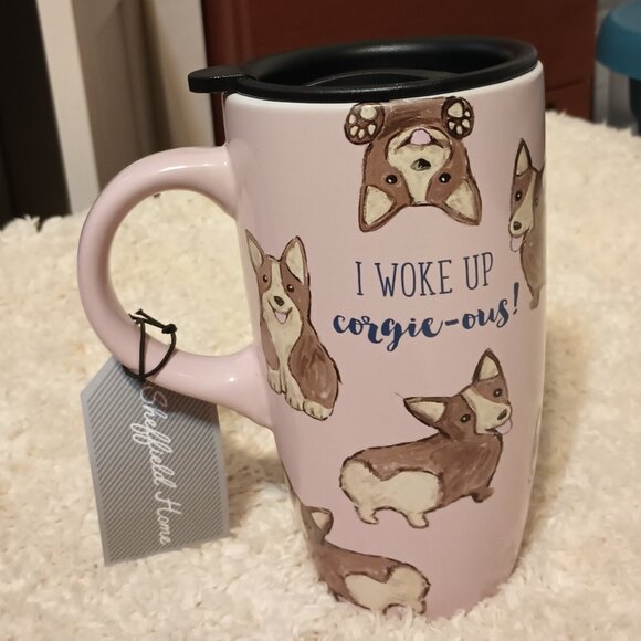 COPY - NWT ~ Sheffield Home I Woke Up Corgie-ous Pink Stoneware Coffee Mug 16 O… - Picture 7 of 7